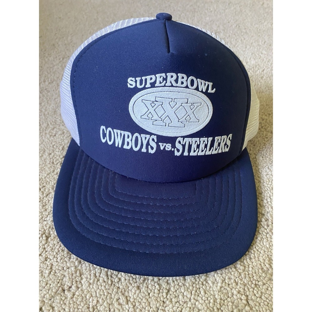 Vtg Cowboys Hat Champs Super Bowl XXX Snap Back Trucker Hat
